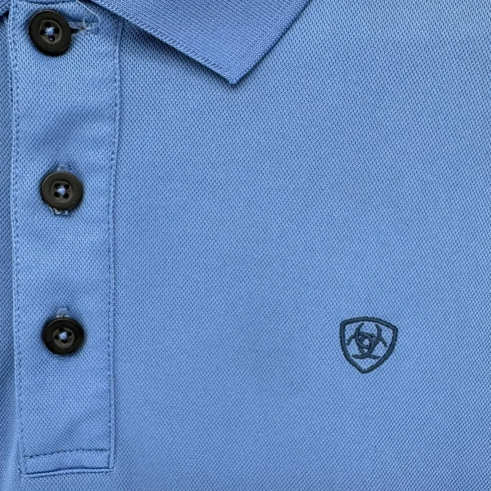 Ariat Golf Shirt Mens Large Blue AriatTek Heat Series Performance Short Sleeve - Picture 7 of 10